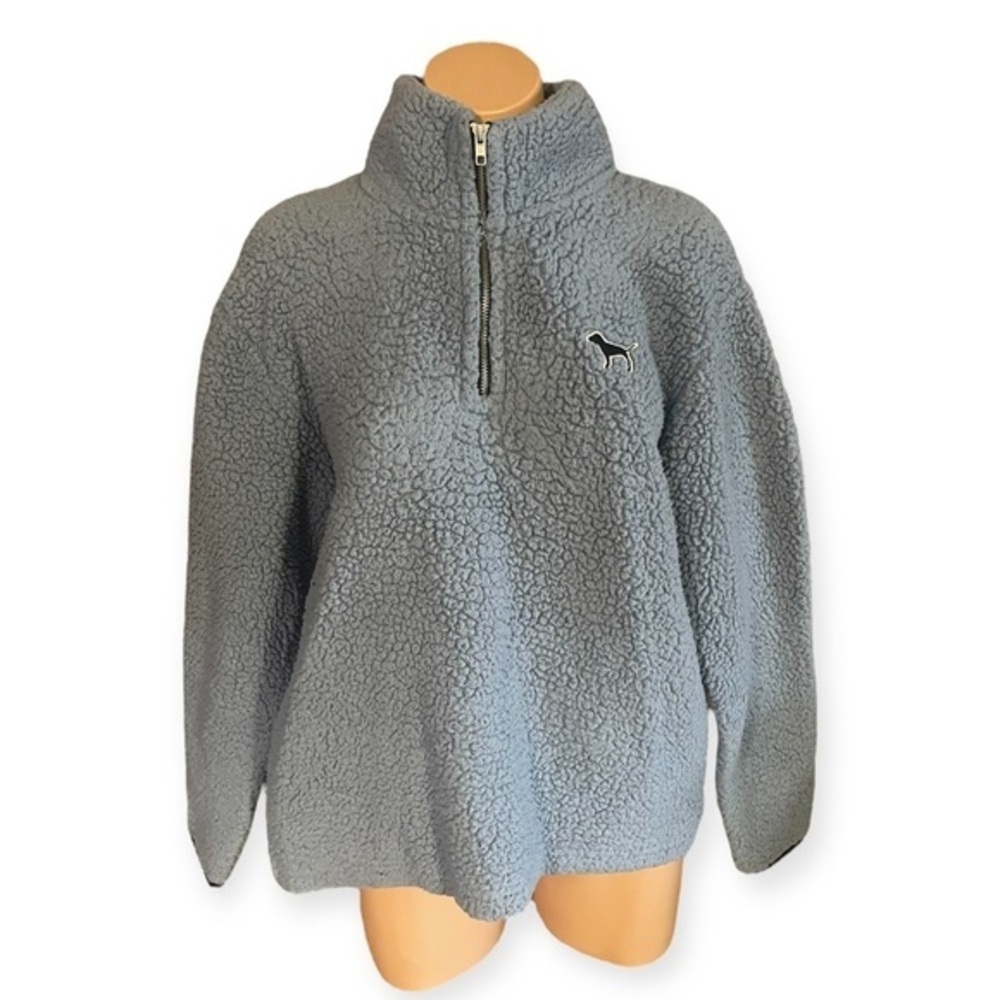 VS PINK Blue Small Sherpa Half Zip Pullover Jacket